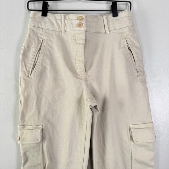 Wilfred Free Modern Cargo Pants Womens Size 6 Ivory High Waisted Twill Straight - Picture 6 of 14